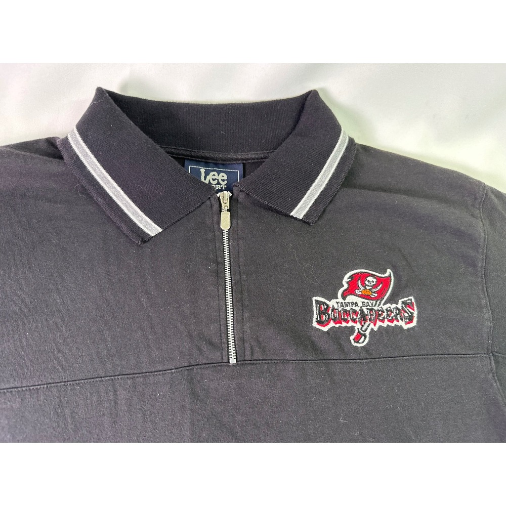 Lee Sport Tampa Bay Buccaneers 1/4 Zip Polo Shirt Mens M NFL Football Black